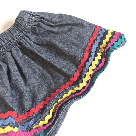 Tea Collection Girls 4T Chambray Skirt Ricrac Twirly Mini - Picture 2 of 4